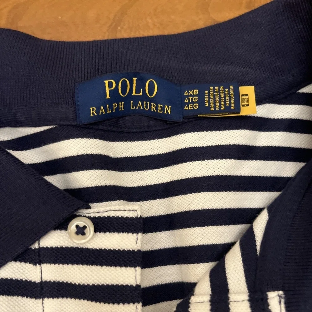 Polo Ralph Lauren Shirt Men's 4XB Blue Stripe Blue White Cotton Classic Fit $125
